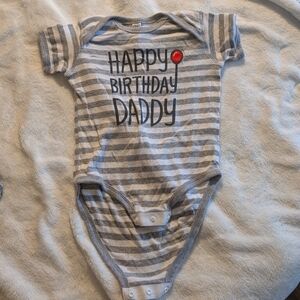 Gray Striped 'Happy Birthday Daddy' Onesie
